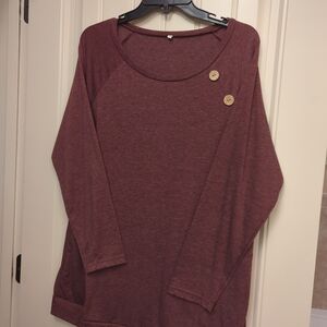 Women's Plum Colored Long Sleeve Top